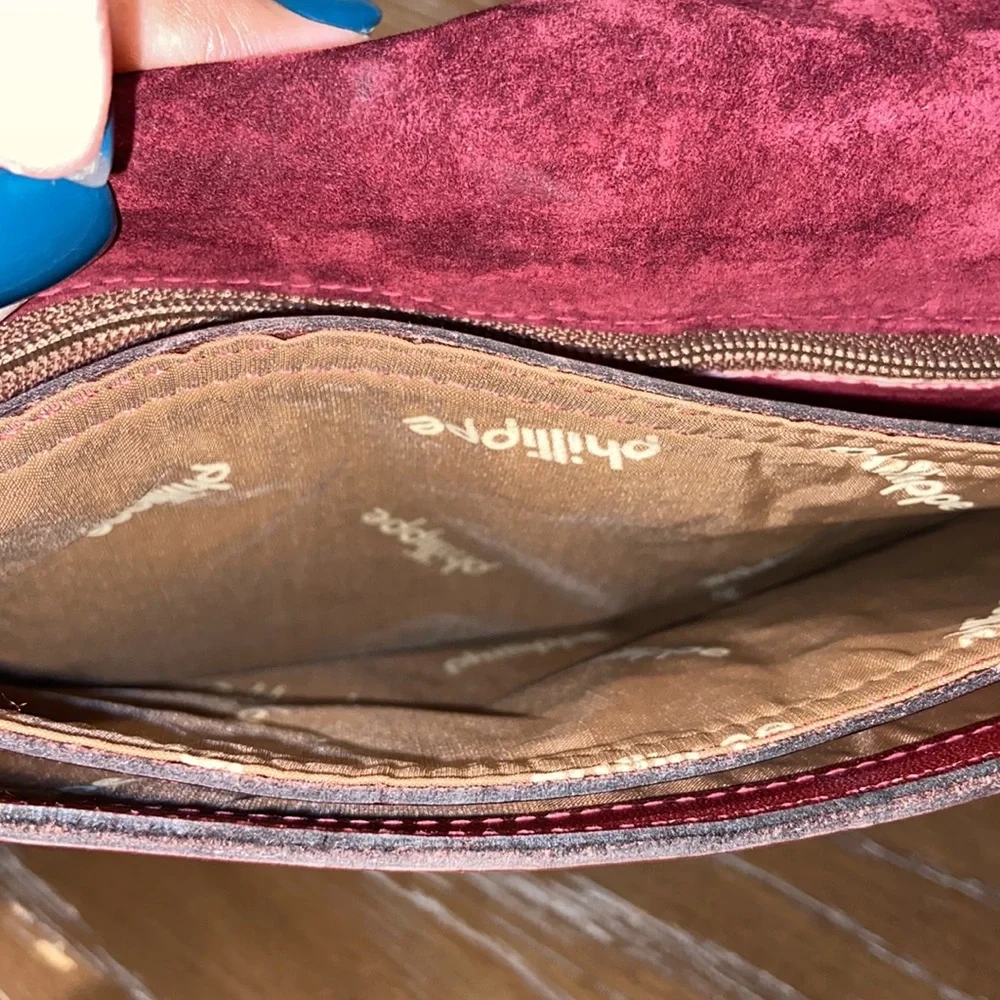 Philippe Oversized wristlet. Chocolate color with red under tone. - Picture 9 of 13